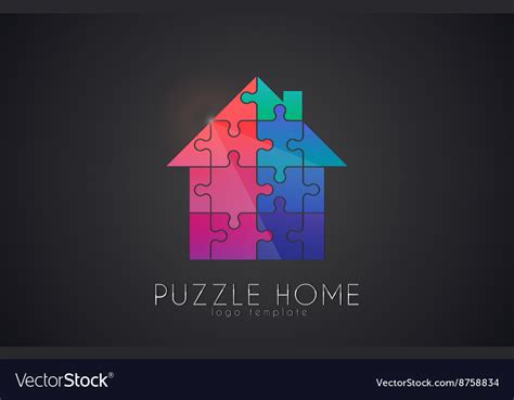 Puzzle House Logo Home Creative Logo Royalty Free Vector