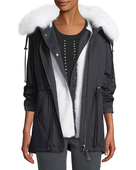 Derek Lam 10 Crosby Oversized Parka Coat W Fur Trim Neiman Marcus