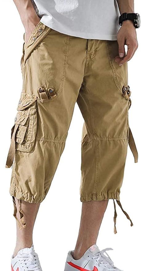 shorts cargo longo hakjay para homens abaixo do joelho ajuste relaxado 3 4 bermuda cargo com