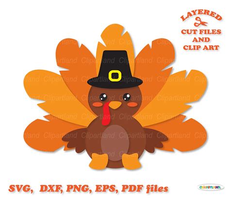 Instant Download Cute Turkey Svg Cut Files And Clip Art Etsy