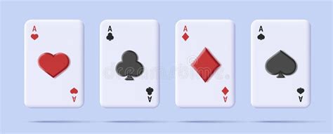 Playing Cards 3d Set Aces Of All Four Suits Diamonds Spades Hearts