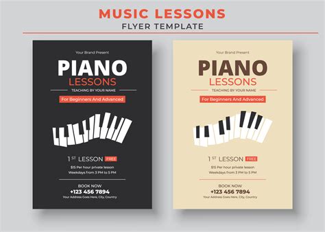 Music Lessons Flyer Template Piano Lessons Poster Music Class Poster