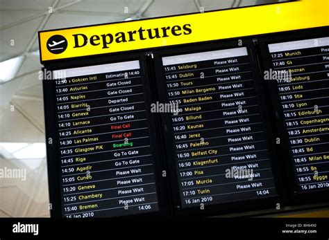 Flight Departure Board At Stansted Airport England Stock Photo Alamy