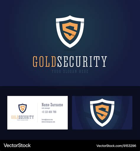 Gold Security Logo And Business Card Template Vector Image