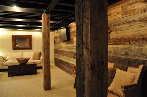 Rustic Basement Ideas Basement Rustic With Reclaimed Gray Wood Wall