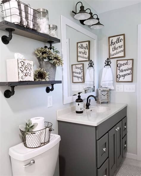 This is most likely the cheapest part of bathroom decorations but can make the biggest impact. Bathroom Decorations 2021 in 2020 | Farmhouse bathroom ...