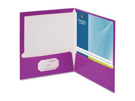 Business Source Two Pocket Folders With Business Card Holder