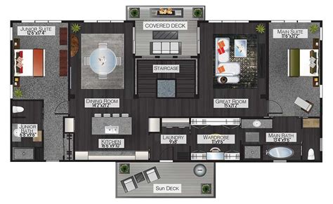 Plan 737002lvl Modern Barndominium House Plan With Two Bedroom Suites
