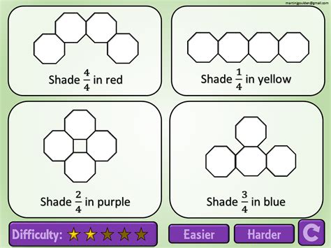 Shade Fractions Of Shapes Non Equivalent Teaching Resources