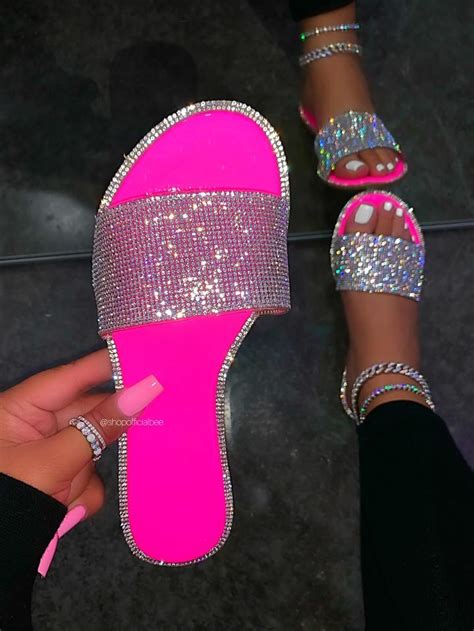 Ashanti Sandal Hot Pink In 2020 Pink Sandals Sandals Bling Shoes