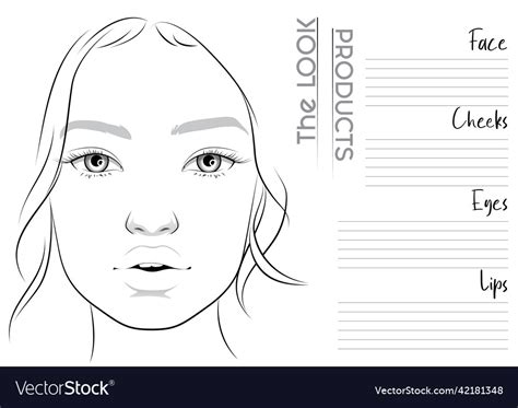 Realistic Makeup Artist Face Chart Blank Template Vector Image