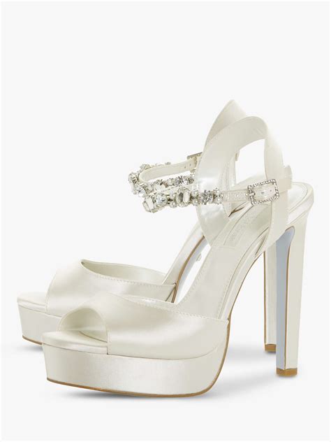 Dune Bridal Collection Miracle Satin Platform Embellished Sandals Ivory At John Lewis And Partners