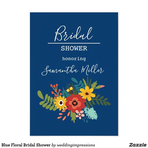 Blue Floral Bridal Shower Invitation In 2020 Floral Bridal Shower