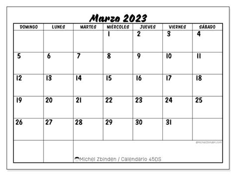 Calendario Marzo De 2023 Para Imprimir “45ds” Michel Zbinden Ar