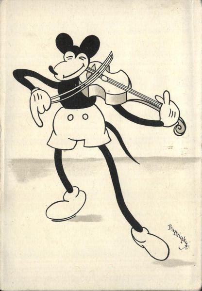 Mickey Mouse Playing Violin Disney Bisztriczky Postcard