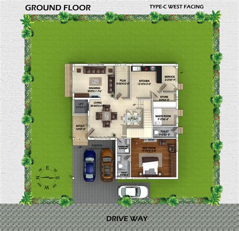West Facing Villas Floor Plans Floorplansclick