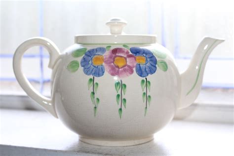 Vintage English Teapot With Hand Painted Flowers
