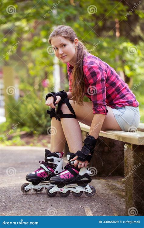 Beautiful Girl On Rollerblades Stock Image Image Of Modern Rollerblade 33065829