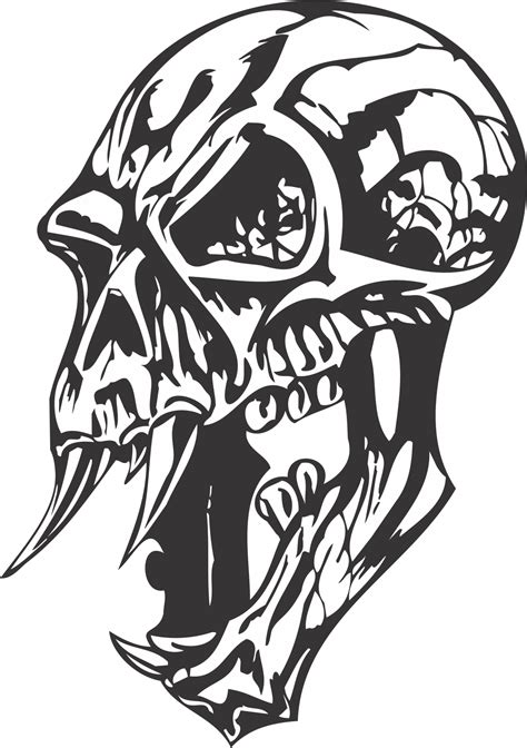 Skull Silhouette Details Dxf File Free Download 3axis