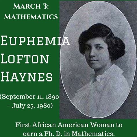 March 3 Mathematics Euphemia Lofton Haynes Nicole Evelina Usa