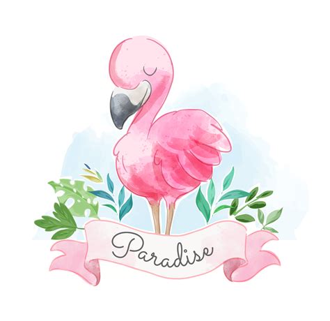 Cute Pink Flamingo With Paradise Sign 952659 Vector Art At Vecteezy