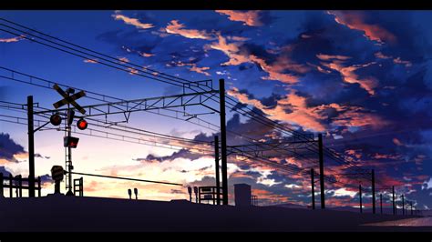 Wallpaper Sunlight Sunset Anime Reflection Sky Artwork Clouds