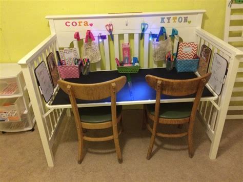 Turned My Daughters Crib Into A Desk For Both Of My Kids Cribs