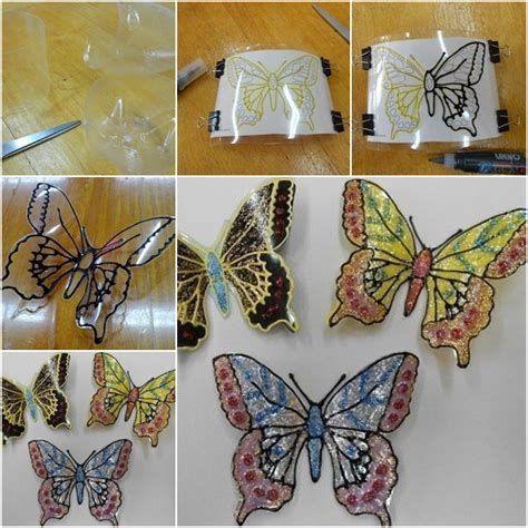Glitter Butterfly From Plastic Bottles Butterfly Crafts Crafts