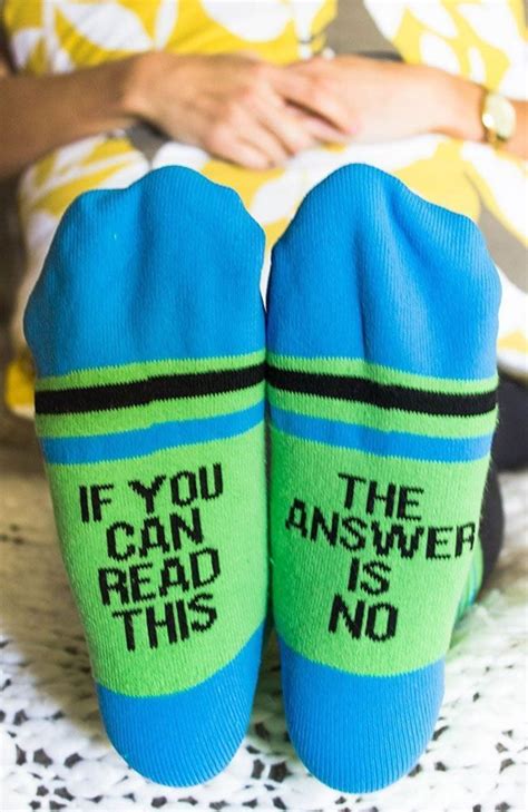 The Answer Is No Socks Diy Socks Sock Sayings Sock Ideas