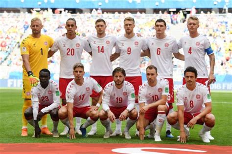the denmark players pose for a team photo prior to the 2018 fifa world cup russia group c match