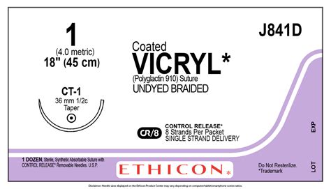 Ethicon J841d Coated Vicryl Polyglactin 910 Suture