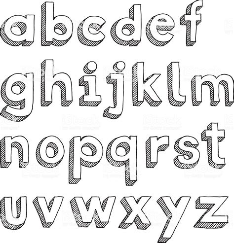 Hand Drawn Lower Case Alphabet In Sans Serif Font Royalty Free