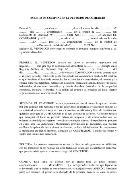 Pdf Boleto De Compraventa De Fondo De Comercio Cesar Zanotti