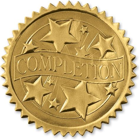 Embossed Completion Gold Certificate Seals 102 Pack Au