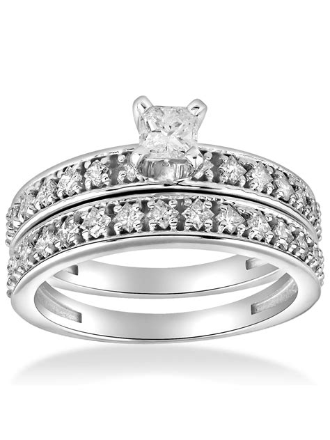 Pompeii3 1 Cttw Princess Cut Diamond Engagement Wedding Ring Set 10k