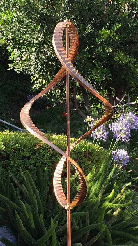 Stanwood Wind Sculpture Kinetic Copper Dual Helix Spinner Stanwood