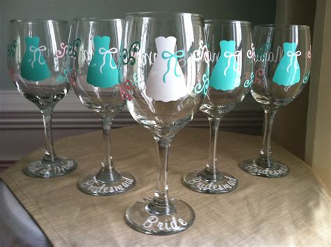 7 Personalized Bride And Bridesmaid Wine Glasses