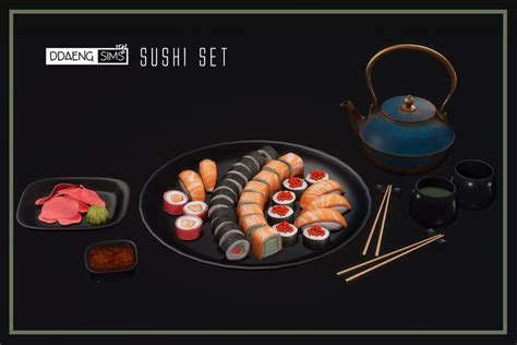 Sushi Set Ddaeng Sims Sims Sushi Set Sims 4 Restaurant