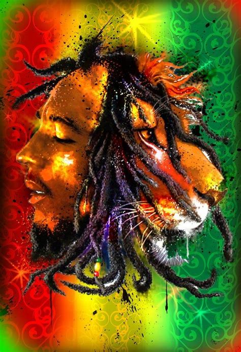 artículos similares a 13 x 19 original personalizado impresión arte de león rasta reggae en etsy