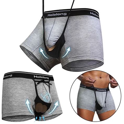 Man Penis Pouch Sexy Slips Front Open Hole Underwear Physical Therapy