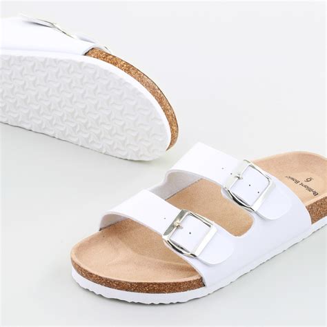brilliant basics women s buckle slide sandals white size 8 big w