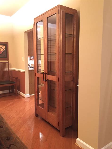 Hand Made Contemporary Mission Oak China Cabinet By Appalachian Joinery
