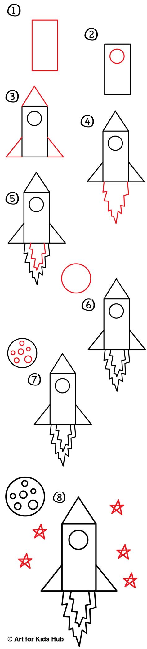 How To Draw A Rocket (Young Artists) - Art For Kids Hub