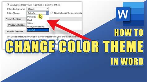 How To Change The Color Theme For Microsoft Word Youtube