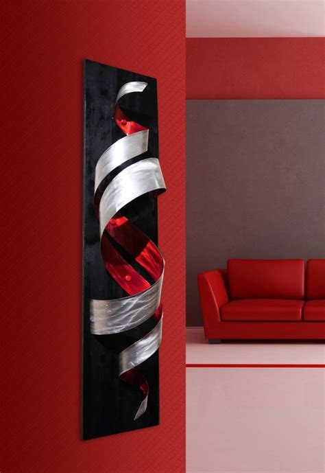 Modern Abstract Metal Decor Wall Art Sculpture Red