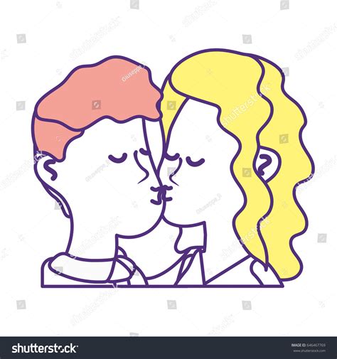 Cute Couple Kissing Romantic Scene Stock Vector Royalty Free