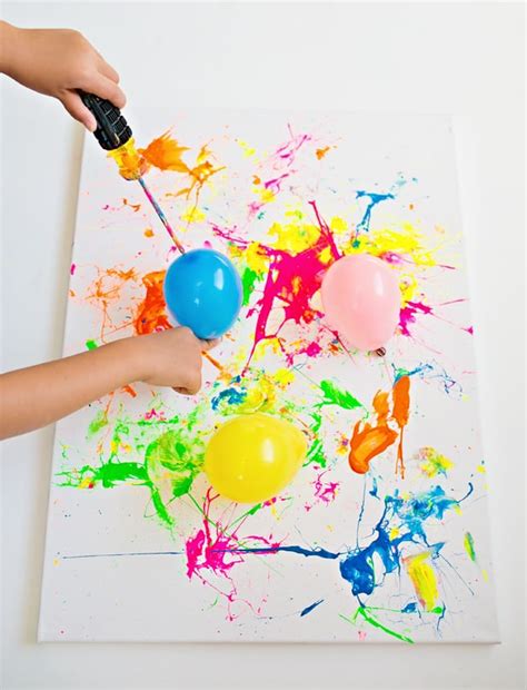 Hello Wonderful Balloon Splatter Painting With Tools Fun Outdoor