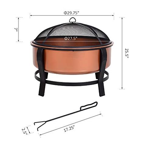 Outsunny 30 Inch Outdoor Fire Pits Copper Colored Round Basin Camping