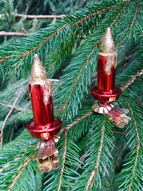 2 X Vintage Candle Mercury Glass Clip On Christmas Tree Etsy