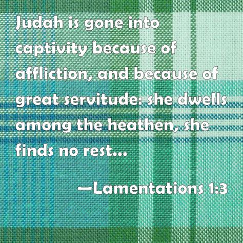 Lamentations 13 Judah Is Gone Into Captivity Because Of Affliction
